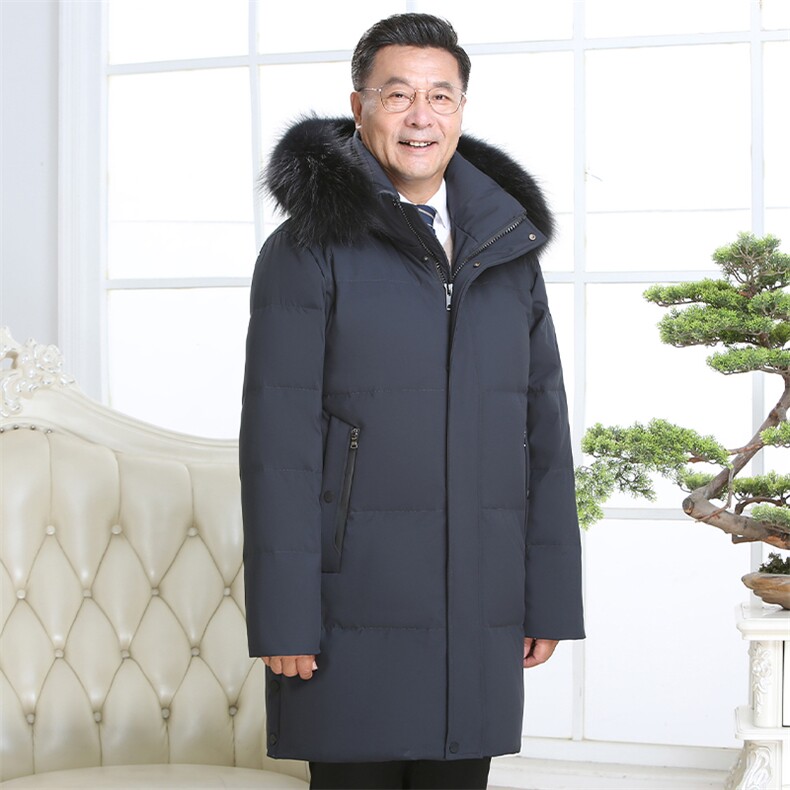 2025年中老年男士羽绒服大毛领中长加厚保暖外套爸爸装YR09-P230,男装羽绒服,星座1210A