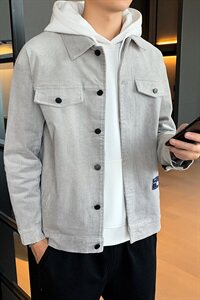 夹克男2021春秋季新款百搭休闲外套潮牌灯芯绒DF53T图片