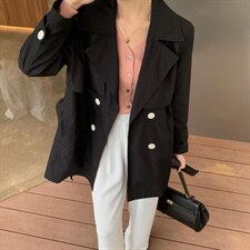 三色风衣，女装风衣，深度