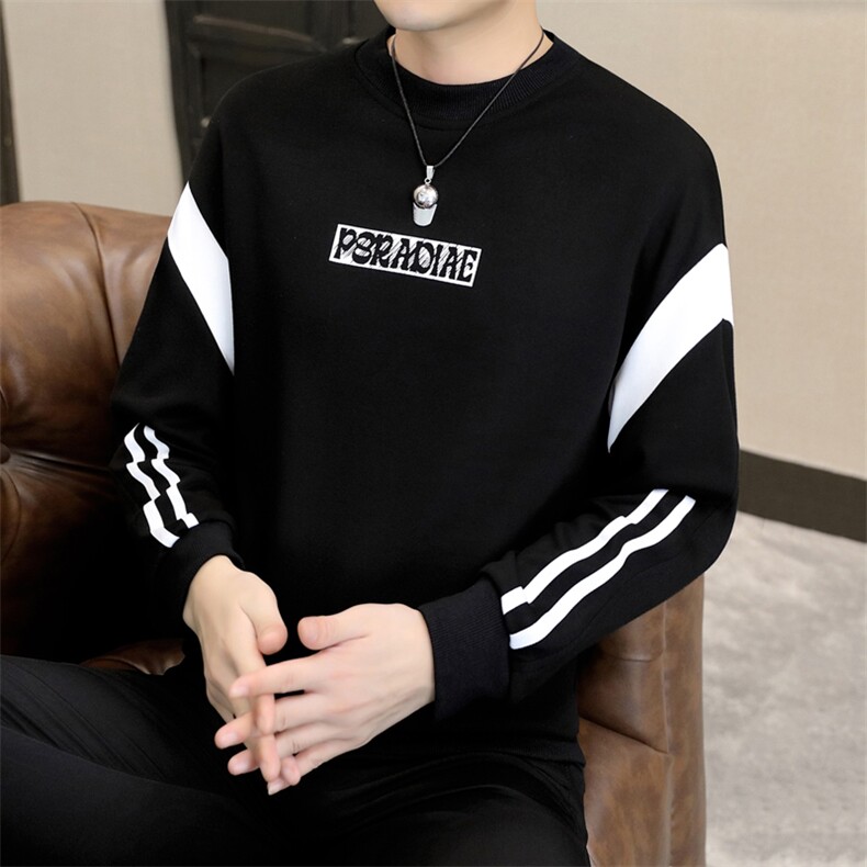 秋冬男士休闲时尚圆领60棉拼接套头卫衣打底衫X317-P47-加绒P52,男装T恤,星座310B-3
