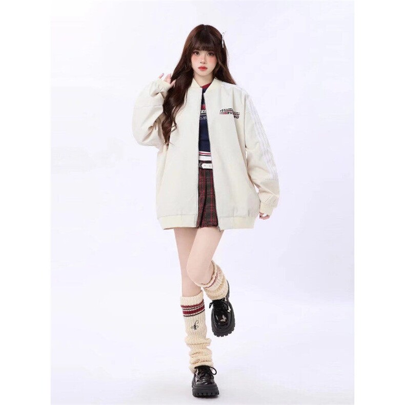 W9115-P65 网图现货 春季新款美式潮流棒球服宽松情侣夹克外套图片