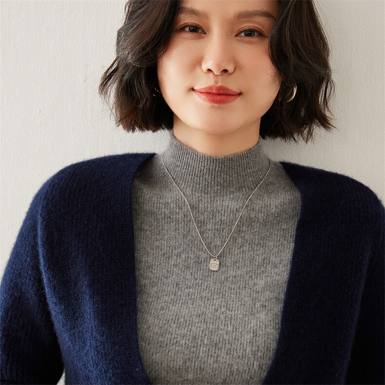 秋冬季新款V领35%羊绒衫女宽松低领时尚百搭,女装羊绒衫,七柒羊绒
