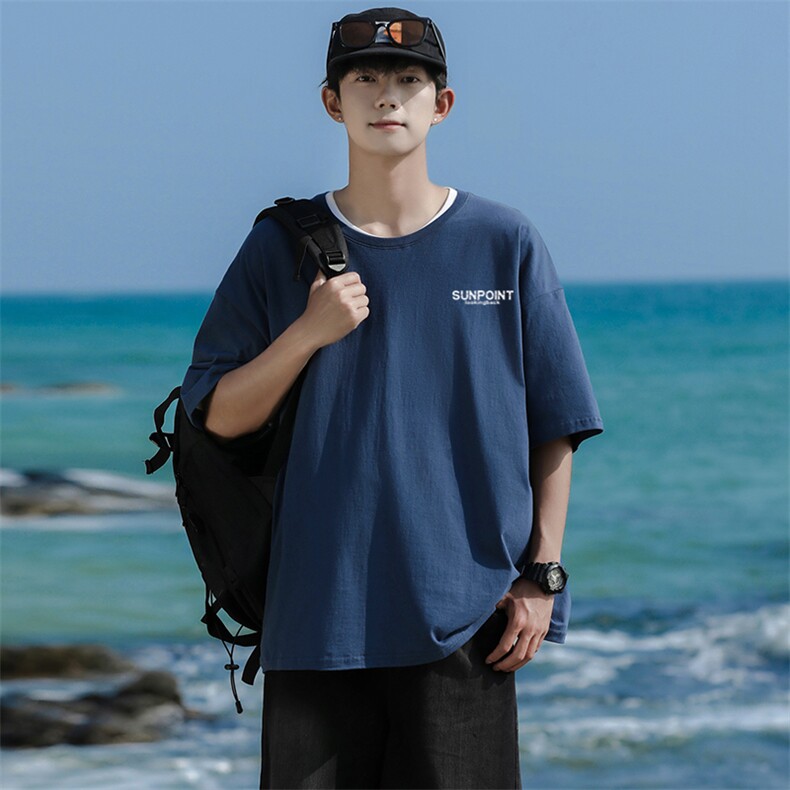 CL5男女中性圆领短袖半袖T恤衫外套大码字母印花学生TEE潮宽松，男装T恤，星座115A-3