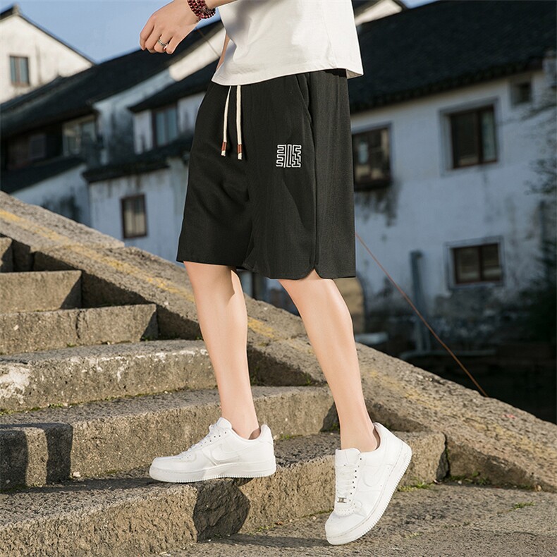 夏季短裤休闲裤五分裤刺绣华夫格K303-P35-控48,男装牛仔裤,电商A227A