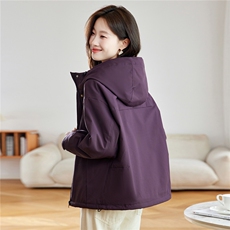 时尚连帽加绒加厚棉服外套女2025秋冬新款宽松显瘦短款派克服棉衣，女装棉衣/棉服，沐七七