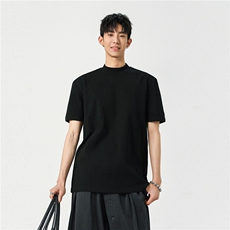 2026夏装曼巴棉重磅半高领合身打底衫短袖T恤男潮H1068特P22，男装T恤，电商A341