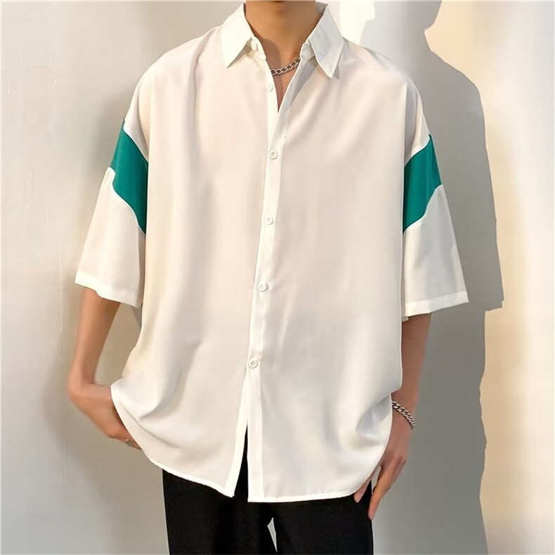 衬衫男韩版潮流拼色百搭2023夏季新款ins宽松百搭外套CY088-P30,男装衬衫,星座412-2
