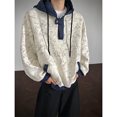 WY10158-特P55控98新款连帽撞色解构拼接大码男宽松情侣卫衣，男装卫衣，电商A059