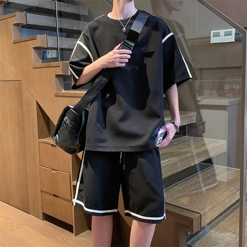抖音得物品质 重磅280克~夏季短袖短裤两件套休闲套装 TZ563特P55图片