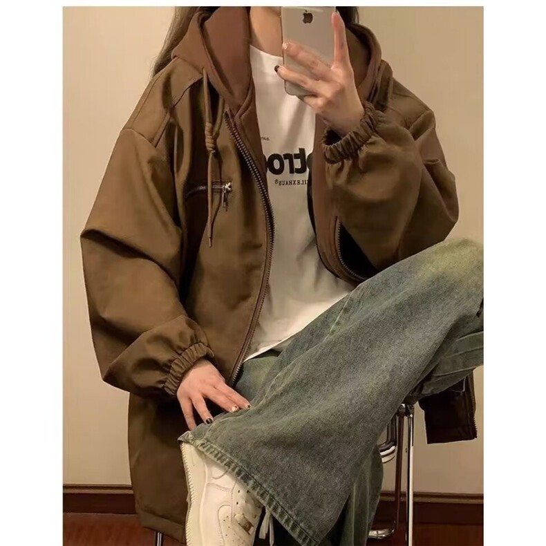 情侣外套男秋冬款2025新款痞帅风高级感小众夹克棉服男款美式皮衣,男装皮衣,星座506A