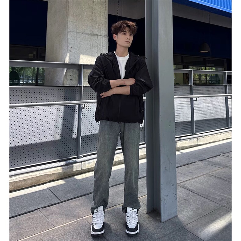 抖音得物休闲直筒牛仔裤男显显瘦宽松百搭美式复古水洗长裤AK13,男装牛仔裤,电商A443