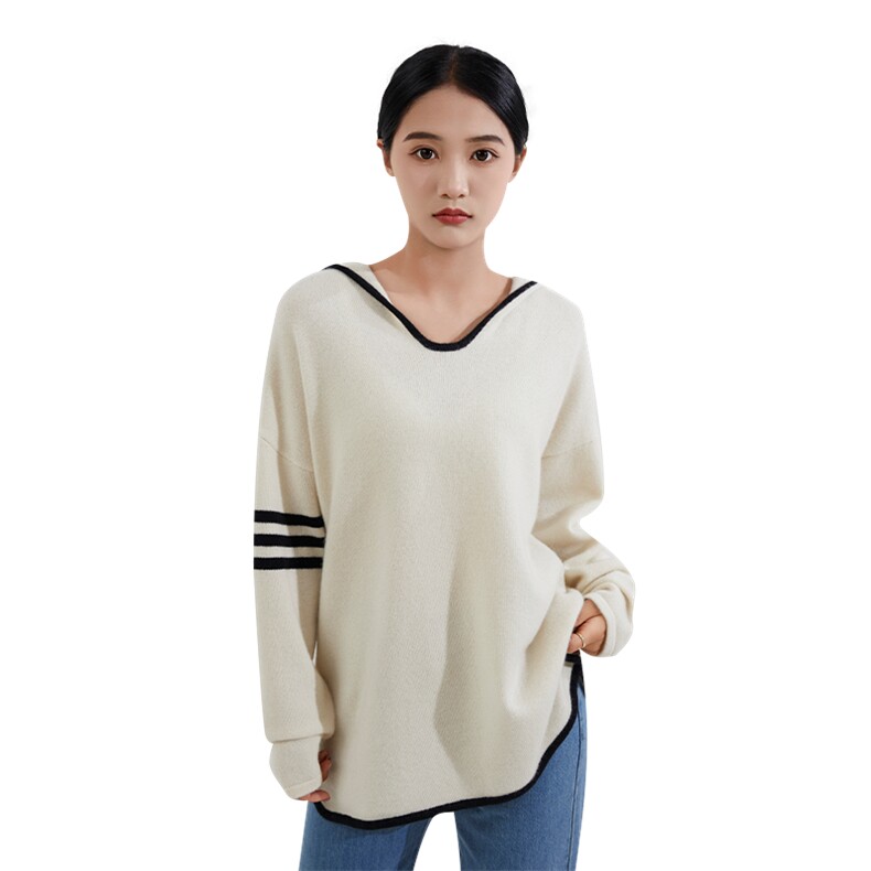 时尚百搭V领宽松羊绒毛衣简约大方舒适保暖,女装羊绒衫,恒爱羊绒