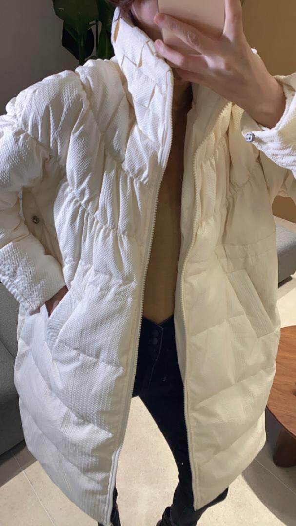 90绒领子编制羽绒服，女装羽绒服，米壹