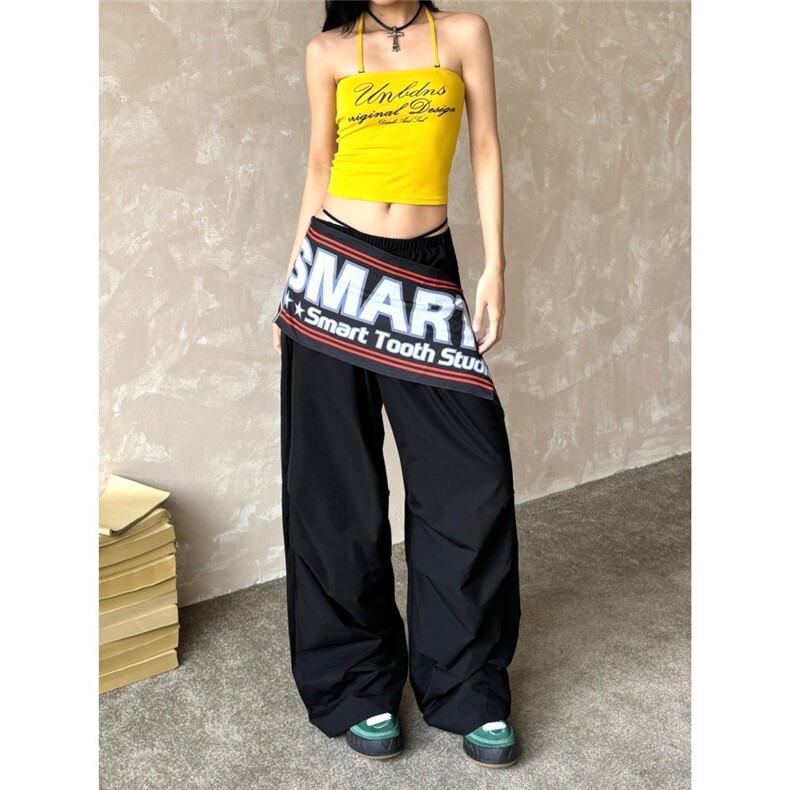横幅屁帘弯刀伞兵裤夏季薄款裤子街舞裤速干阔腿裤，女装休闲裤，星座1210-1