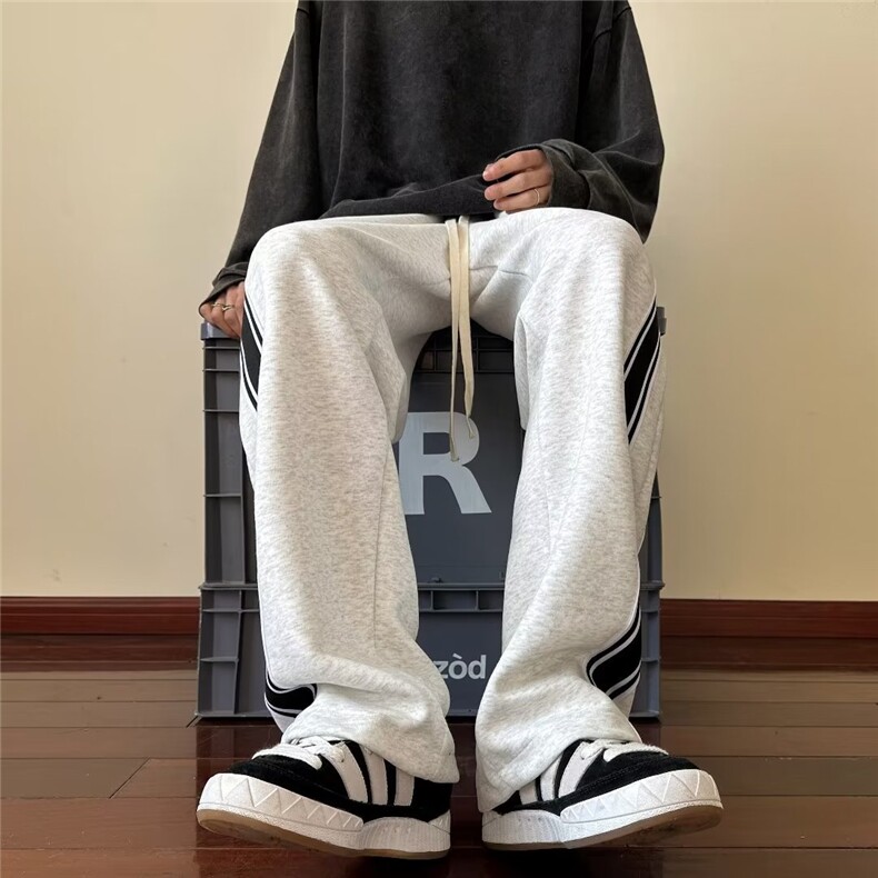 新款美式裤子男高街直筒宽松阔腿长裤设计感休闲运动裤B7266-p36,女装休闲裤,星座1008-1