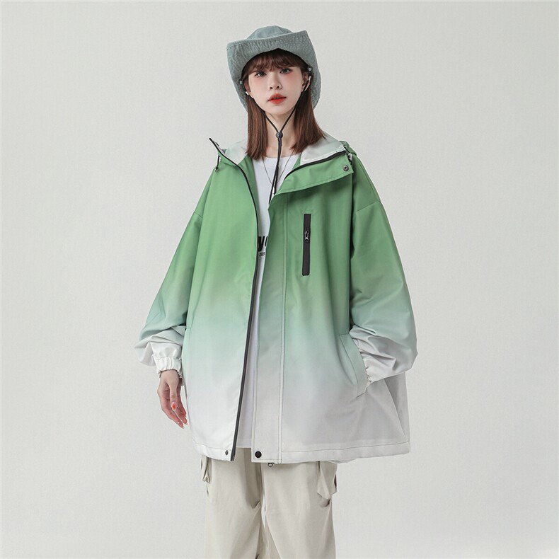 1中性风山系防水冲锋衣渐变色夹克女聚酯纤维JK77088P85控128,女装短外套,星座226-2