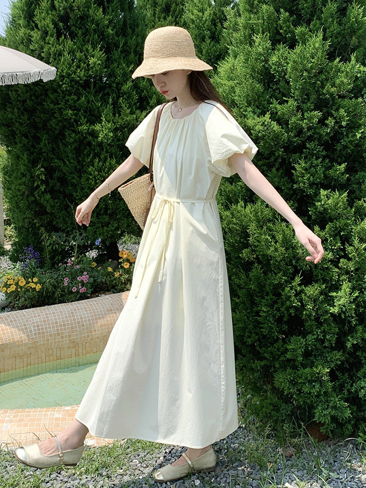 2024新浅杏黄色连衣裙【现货】082-3639P120K178,女装连衣裙,浙宝192（原082）