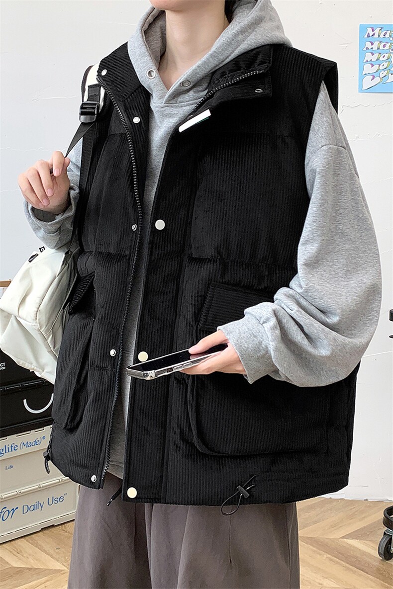 冬款加棉加厚背心棉服港风纯色立领马甲外套男士8156-P95控价118,男装背心/马甲,电商A441-1