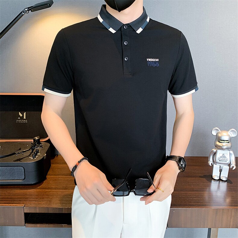 6603-P58夏季刺绣POLO衫男字母T恤男装半截袖新款夏装-3控78,男装Polo衫,星座603-2