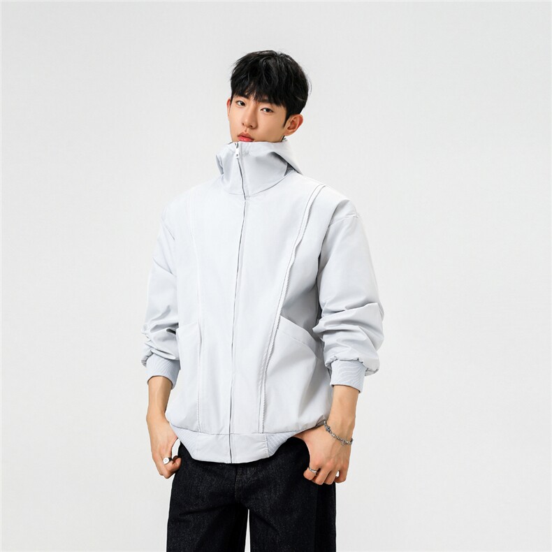 可二开拉链装饰解构大码M-5XL夹克男聚酯纤维JK78092P69控108图片