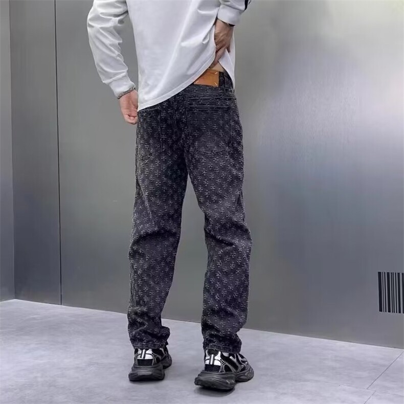 2024时尚男装美式复古高街牛仔裤男款宽松直筒潮牌套装百搭长裤子,男装牛仔裤,星座218-1（原230）