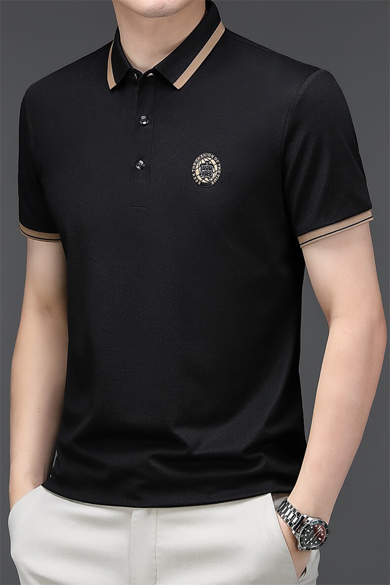 男夏季免烫短袖t恤男高级感商务polo衫休闲半袖体恤HMQ350-P57,男装Polo衫,星座1105-3