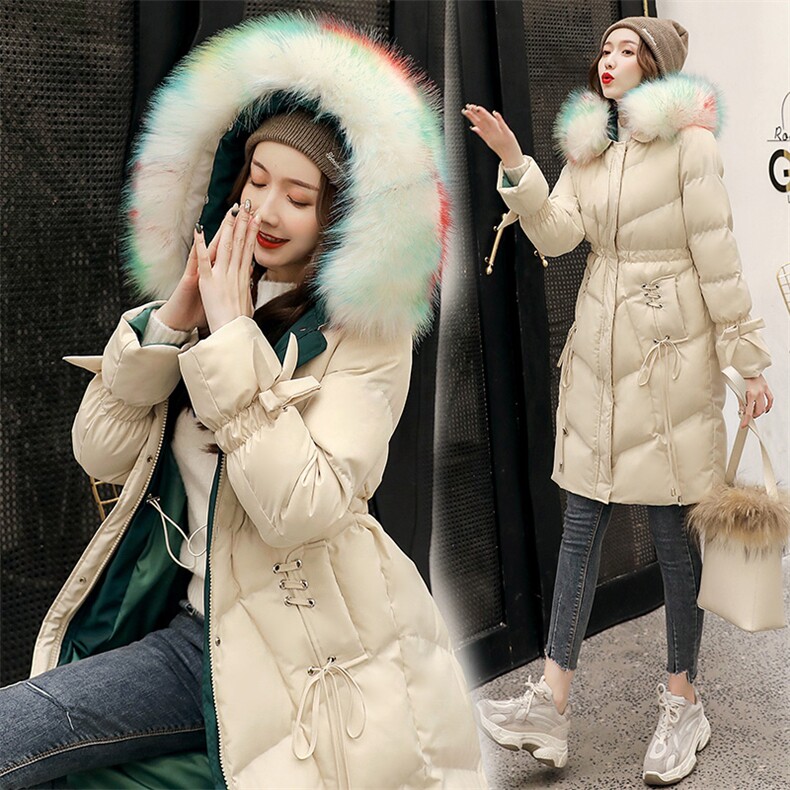 喇叭袖棉服女2024年冬装新款收腰显瘦韩版大毛领羽绒棉衣中长款潮,女装棉衣/棉服,艾仟回(原伊仟回)
