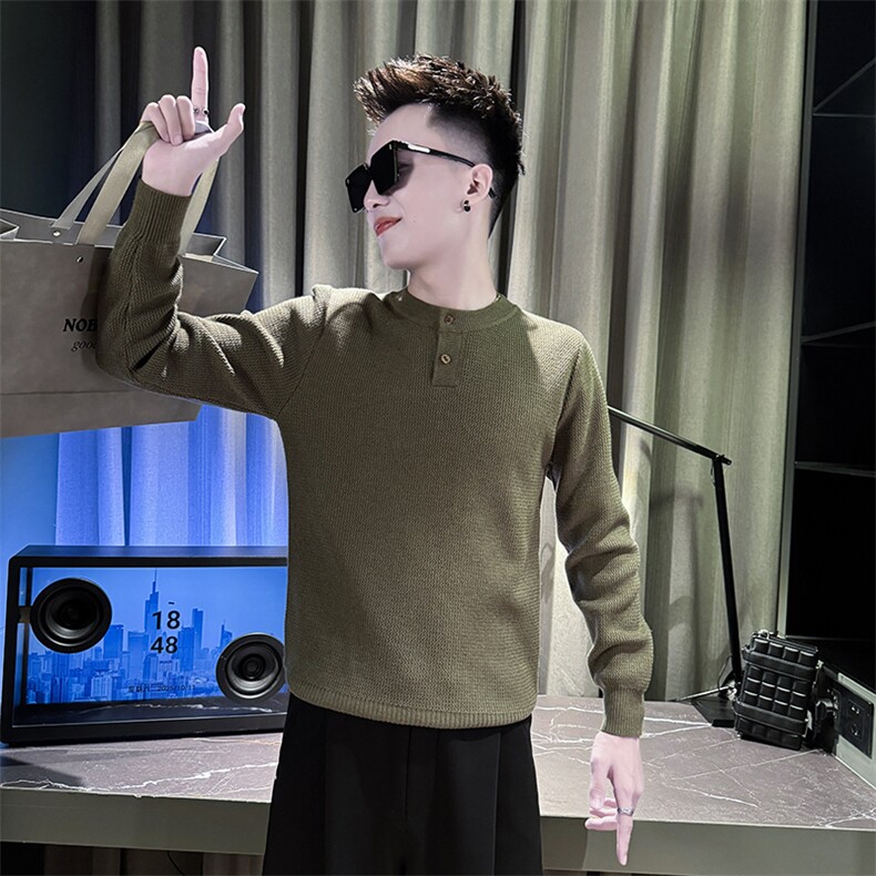 秋冬新款毛衣男套头亨利领针织衫               A368-M815-P68图片