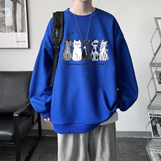 华夫格卫衣圆领卫衣男大码长袖t恤男外套HW76100-P30加绒款-P40，男装卫衣，电商A040