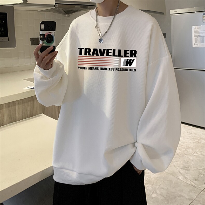 华夫格卫衣圆领卫衣男大码长袖t恤男外套 HW76359-P30图片