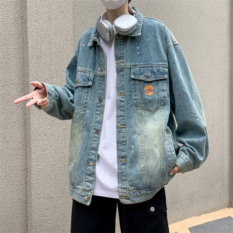 2023秋季男士宽松牛仔夹克休闲港风外套JK0283-P65,男装夹克,星座308B-1