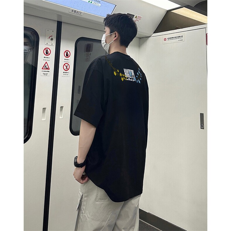 万针全刺绣解构设计260克重磅双纱纯棉高品质美式高街短袖T恤特33,男装T恤,电商A486