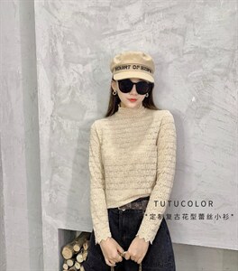 秋季新款 欧货植绒磨毛半高领蕾丝打底衫 高端镂空网纱上衣,其它,tutucolor(1F)