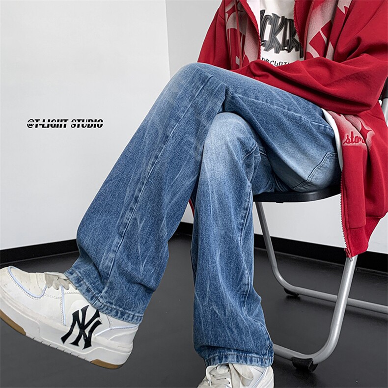 美式高街vibe重工艺做旧水洗hiphop直筒牛仔裤货号K2323P55图片