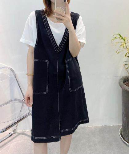 【现货】假两件套连衣裙，女装连衣裙，麦丝尚