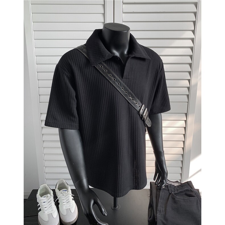 夏装2025新品300克重磅坑条翻领POLO衫男装夏季短袖T恤S403-特P38图片