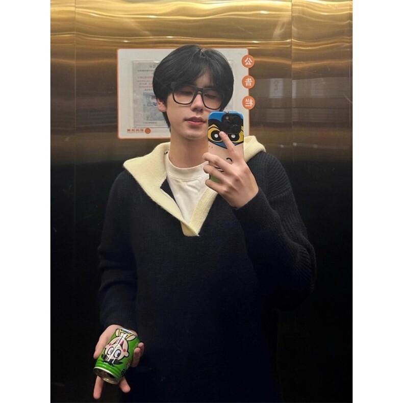 美式休闲假两件撞色针织衫男穿搭慵懒风情侣外套上衣LM53066-p60,男装针织衫/毛衣,星座1008