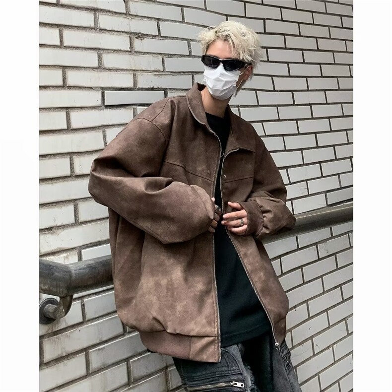 做旧PU皮夹克新款男时尚潮外套R8227P80,男装夹克,星座1116-2