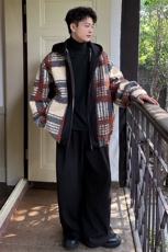 秋季粗格子经典两色连帽男大休闲百搭夹克外套男A071-L23-P118，男装夹克，电商A071