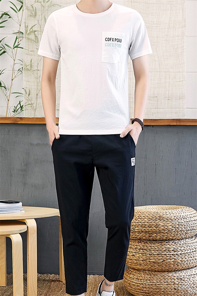 夏天套装男夏季帅气短袖t恤宽松潮流休闲中国风一套衣服TZ67-P45,男装T恤,星座509