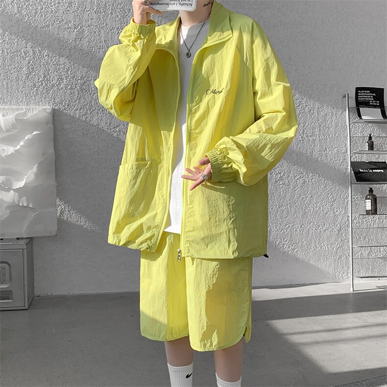 8XL-M 特大码冰丝防晒服短裤套装男户外防晒衣运动外套潮TZ102P65图片