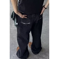 荆棘刺绣水洗ins风宽松直筒阔腿牛仔裤长裤男女款NS6079，男装牛仔裤，星座1116A（原606A-3）