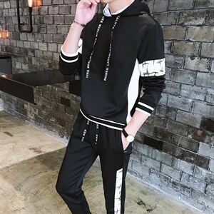 卫衣套装男2023新款秋季潮流连帽衫上衣休闲两件套J01P60，男装休闲套装，电商A086