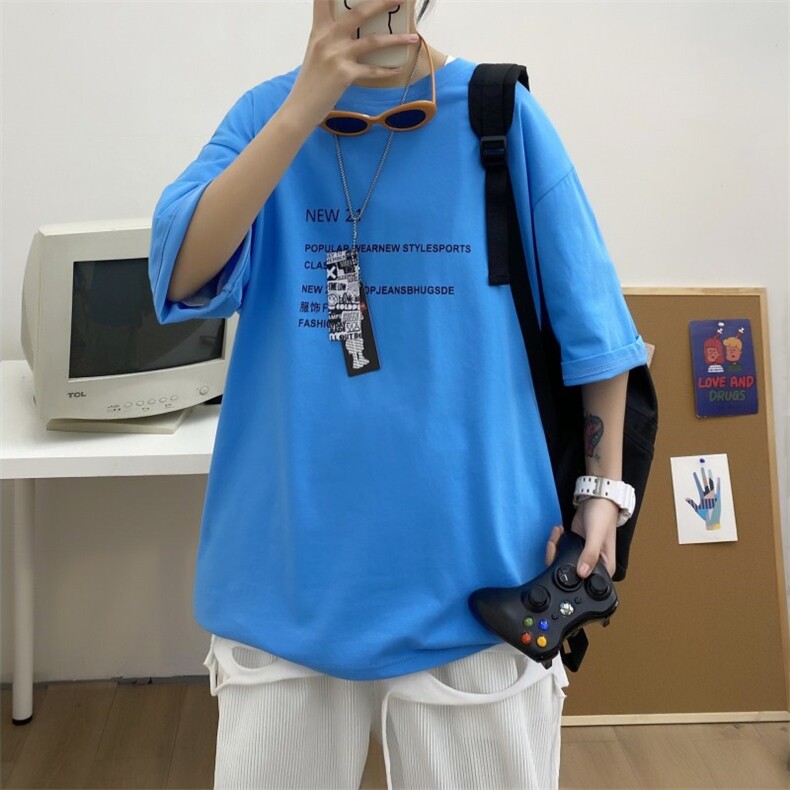 夏季新款短袖t恤港风宽松潮流短袖男A210-A8302-P25控38,男装T恤,星座210-3