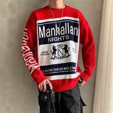 慵懒风个性大图案毛衣男韩版秋冬情侣加厚针织衫T001-P65，男装针织衫/毛衣，星座1501