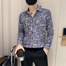 312A-5-133-P55社会小伙韩版潮流衬衫休闲修身上衣，男装衬衫，星座312A-5
