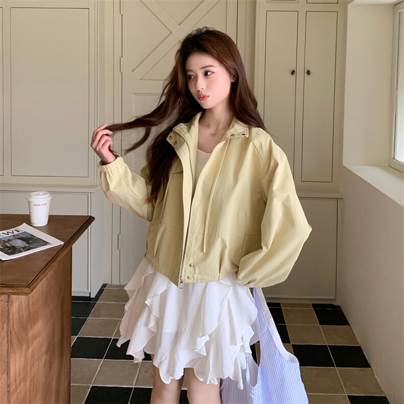 [现货新款]浅黄色休闲短外套女宽松春秋上衣2C353--723#P165K268,女装短外套,2C353