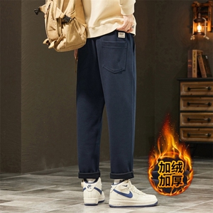 特批加厚休闲裤男生秋冬季宽松直筒阔腿运动长裤J830-P40/加绒P50图片