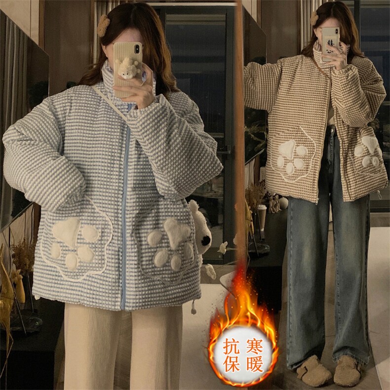 立领猫爪面包服棉衣女2025冬新款宽松BF日系可爱加厚外套C509-120,男装棉衣,星座911-2(原星座613-2）