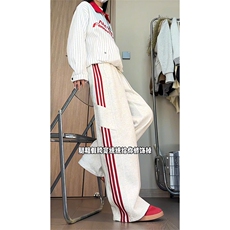 春季薄款美式条纹三条杠运动卫裤直筒休闲长裤C62172-TP30不，男装休闲裤，电商A102